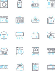 Intelligent dwelling linear icons set. Automation, Technology, Comfort, Sustainability, Efficiency, Connectivity, Security line vector and concept signs. Innovation,Adaptability,Smart outline