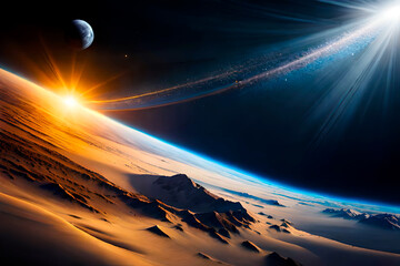 sunrise over the earth galaxy