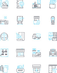 Structure linear icons set. Architecture, Framework, Design, Organization, Composition, Form, Arrangement line vector and concept signs. Layout,Pattern,System outline illustrations