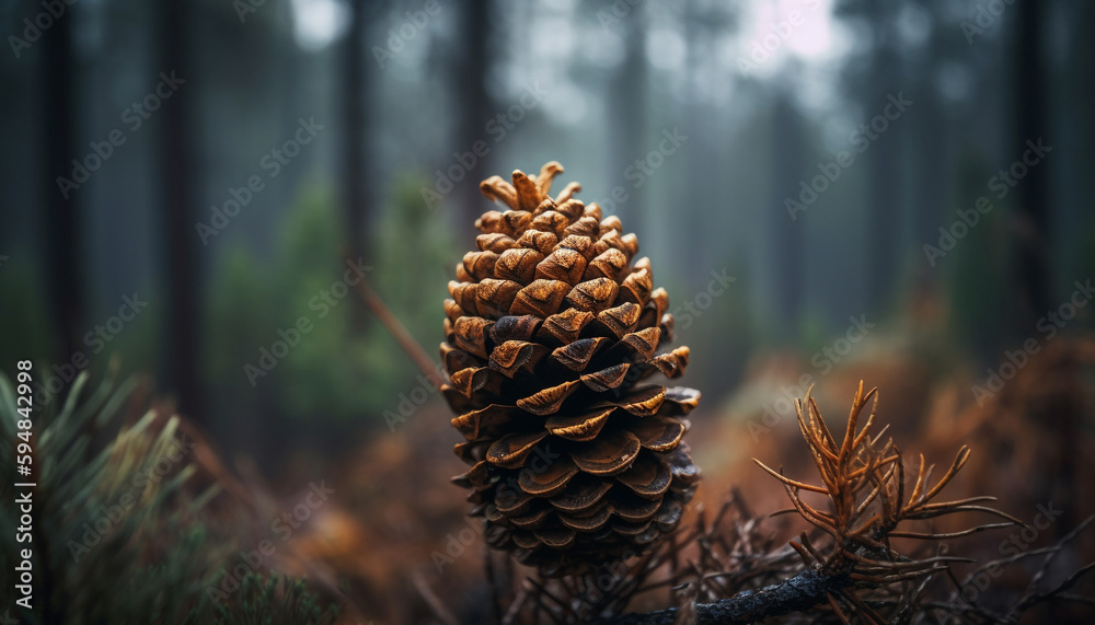 Canvas Prints The evergreen fir and pine cones contrast beautifully generated by AI