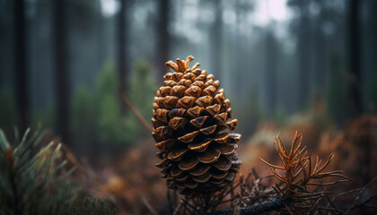 Naklejka na ściany i meble The evergreen fir and pine cones contrast beautifully generated by AI