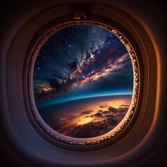 View from the plane into space, Generative AI