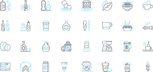 Fare linear icons set. Ticket, Price, Tariff, Cost, Farewell, Rate, Voyage line vector and concept signs. Journey,Travel,Passage outline illustrations