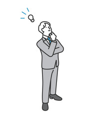 アイデアを思いついた男性のビジネスパーソンのイラスト素材