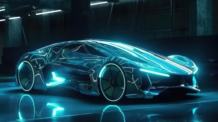 futuristic supercar car. Created with generative AI.