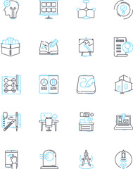 Fototapeta premium Crafting linear icons set. Knitting, Sewing, Crochet, Scrapbooking, Embroidery, Quilting, Origami line vector and concept signs. Weaving,Pottery,Candlemaking outline illustrations