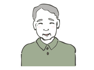 筆ペンで描いた笑顔のおじいちゃんのイラスト