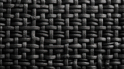 Wicker Noir: A Macro View of Textile Material. Generative AI