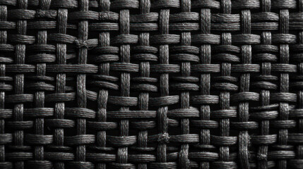 Fototapeta premium Wicker Noir: A Macro View of Textile Material. Generative AI