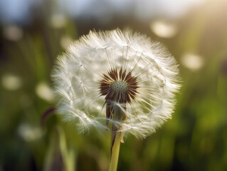 A Close Up Photo of a Dandelion Blowing in the Wind | Generative AI