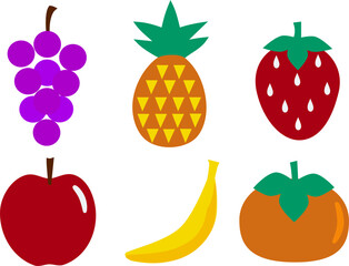 様々な果物のセットイラスト