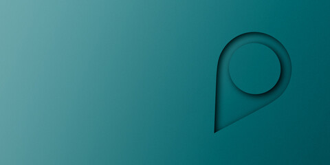 Green paper cut into placement pin shapes. pointer pad location mark set on green paper background