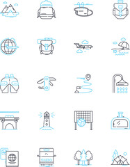 Spare time linear icons set. Relaxing, Hobbies, Leisure, Entertainment, Fun, Playful, Recreation line vector and concept signs. Amusement,Diversion,Pursuits outline illustrations