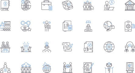 Supply line icons collection. Availability, Distribution, Logistics, Provision, Stockpile, Reserves, Resources vector and linear illustration. Inventory,Stock,Stash outline signs set