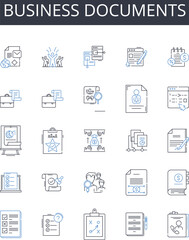 Business documents line icons collection. Contracts, Agreements, Invoices, Proposals, Quotes, Receipts, Purchase orders vector and linear illustration. Sales orders,Correspondence,Reports outline