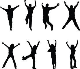 silhouettes of jumping Jumping stock illustration