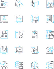 Art studio linear icons set. Creativity, Canvas, Paints, Easel, Palette, Brushes, Inspiration line vector and concept signs. Sculpture,Gallery,Color outline illustrations