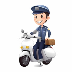 Courier with moto illustration