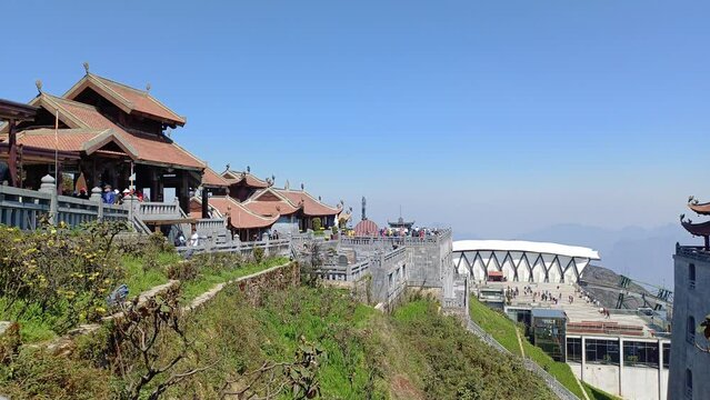 Beautiful temple, view from Fansipan mountain, Lao Cai province, Vietnam