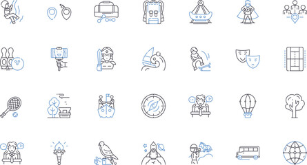 Athletic contests line icons collection. Athletics, Competition, Racing, Performance, Endurance, Sprinting, Jumping vector and linear illustration. Throwing,Powerlifting,Gymnastics outline signs set