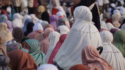 Muslims are praying Idul Fitri in the morning.