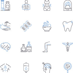 Wellbeing plan line icons collection. Meditation, Yoga, Nutrition, Exercise, Sleep, Mindfulness, Relaxation vector and linear illustration. Gratitude,Self-care,Therapy outline signs set