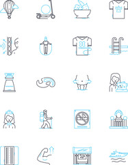 Wild exploration linear icons set. Adventure, Untamed, Excitement, Discovery, Wilderness, Exploration, Expeditions line vector and concept signs. Survival,Risk-taking,Courage outline illustrations