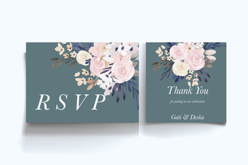 simple loose flower wedding invitation card