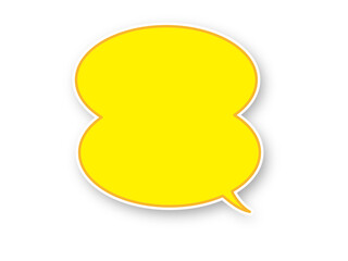 影のある２つの横長楕円・黄色の吹き出し