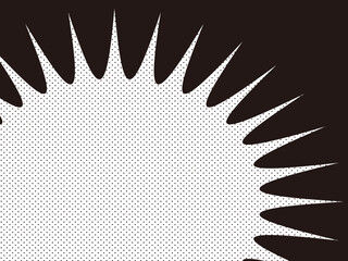 ドット柄のトゲトゲの吹き出し・黒背景（PNGは吹き出し部分のドット柄の背景が透けてます）