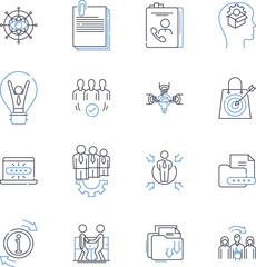 Business associations line icons collection. Nerking, Collaboration, Partnerships, Synergy, Membership, Resources, Advocacy vector and linear illustration. Community,Leadership,Growth outline signs