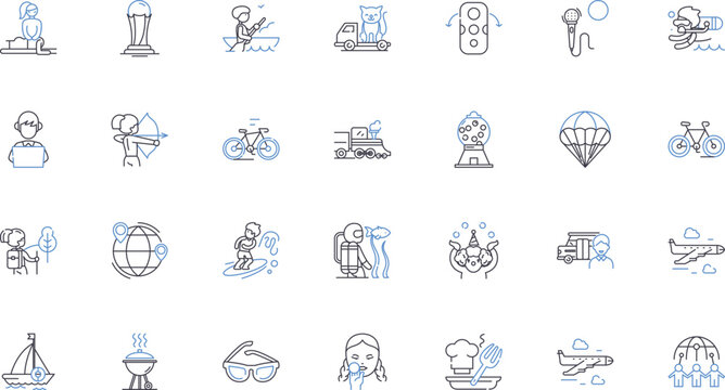 Agile sports line icons collection. Flexibility, Adaptability, Agility, Efficiency, Speed, Focus, Coordination vector and linear illustration. Balance,Discipline,Resilience outline signs set