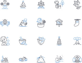 Seasons line icons collection. Winter, Spring, Summer, Fall, Solstice, Equinox, Harvest vector and linear illustration. Chilly,Warmth,Frosty outline signs set