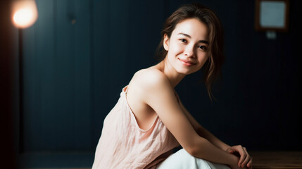 Fototapeta premium 若い女性のポートレート AIイラスト 