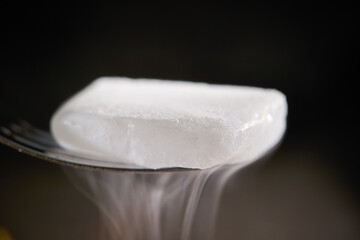 dry ice smoke on black background