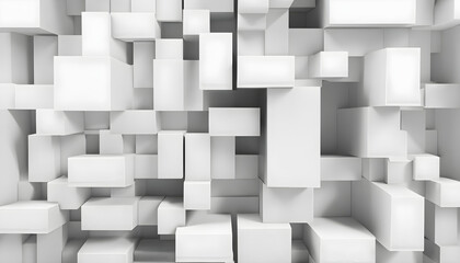 Random shifted white cube boxes block background wallpaper banner , Ai generated 