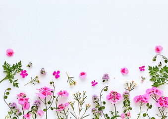 Obraz na płótnie Canvas 庭の小花のフレーム