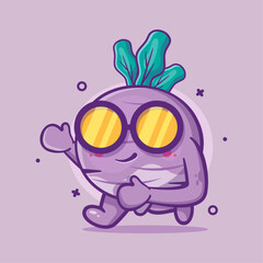 cute turnip vegetable character running isolated cartoon in flat style design 