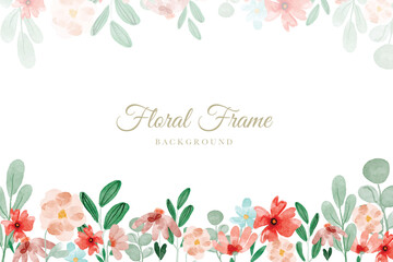 hand drawn watercolor flower frame background