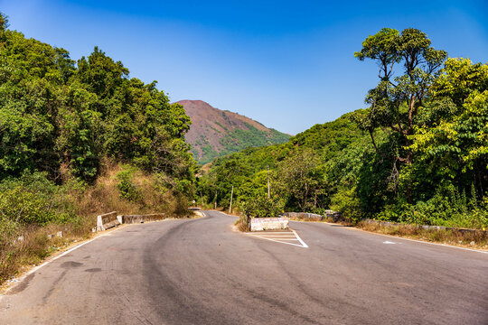 Charmadi Ghat, Mudigere, Karnataka india- 11th april 2023 : Charmadi ghat, one of the western ghat section of south karnataka, India.