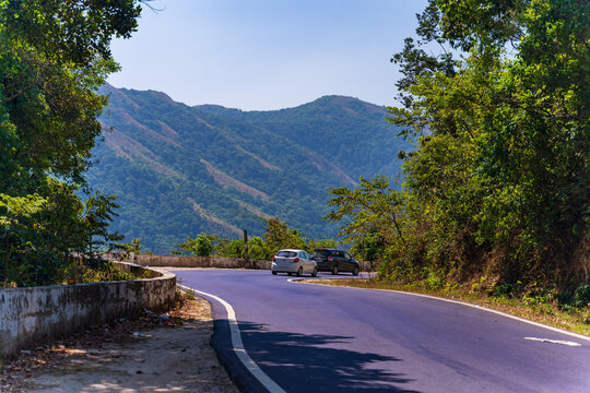 Charmadi Ghat, Mudigere, Karnataka india- 11th april 2023 : Charmadi ghat, one of the western ghat section of south karnataka, India.