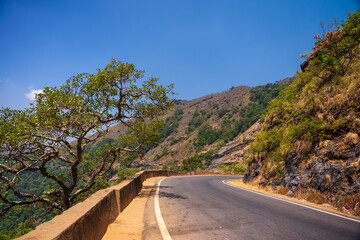 Charmadi Ghat, Mudigere, Karnataka india- 11th april 2023 : Charmadi ghat, one of the western ghat section of south karnataka, India.