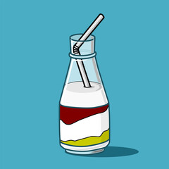 
illustration of milk in a bottle. milk in a bottle illustration. milk bottle illustration vector