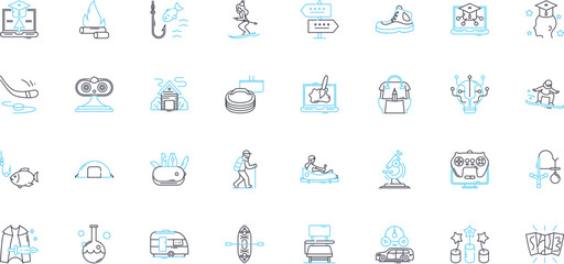 Distant learning linear icons set. Online, Distance, Virtual, Remote, E-learning, Webinar, Internet-based line vector and concept signs. Web-based,Cyber,Digital outline illustrations Generative AI
