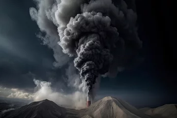 Fotobehang Earth with Air pollution crisis toxic sulfur smoke from coal power plant industrial carbon emit concept © rufous