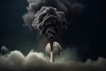 Fotobehang Earth with Air pollution crisis toxic sulfur smoke from coal power plant industrial carbon emit concept © rufous