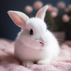 Obraz premium white rabbit on a table