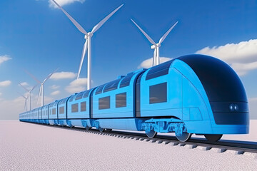A hydrogen fuel cell train stands at the station