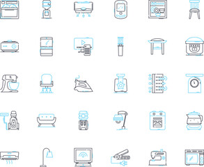 Oven linear icons set. ake, Broil, Roast, Convection, Timer, Preheat, Self-Cleaning line vector and concept signs. Burner, Heat, Door outline illustrations Generative AI