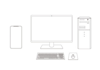 スマートフォンとデスクトップパソコン　ベクター